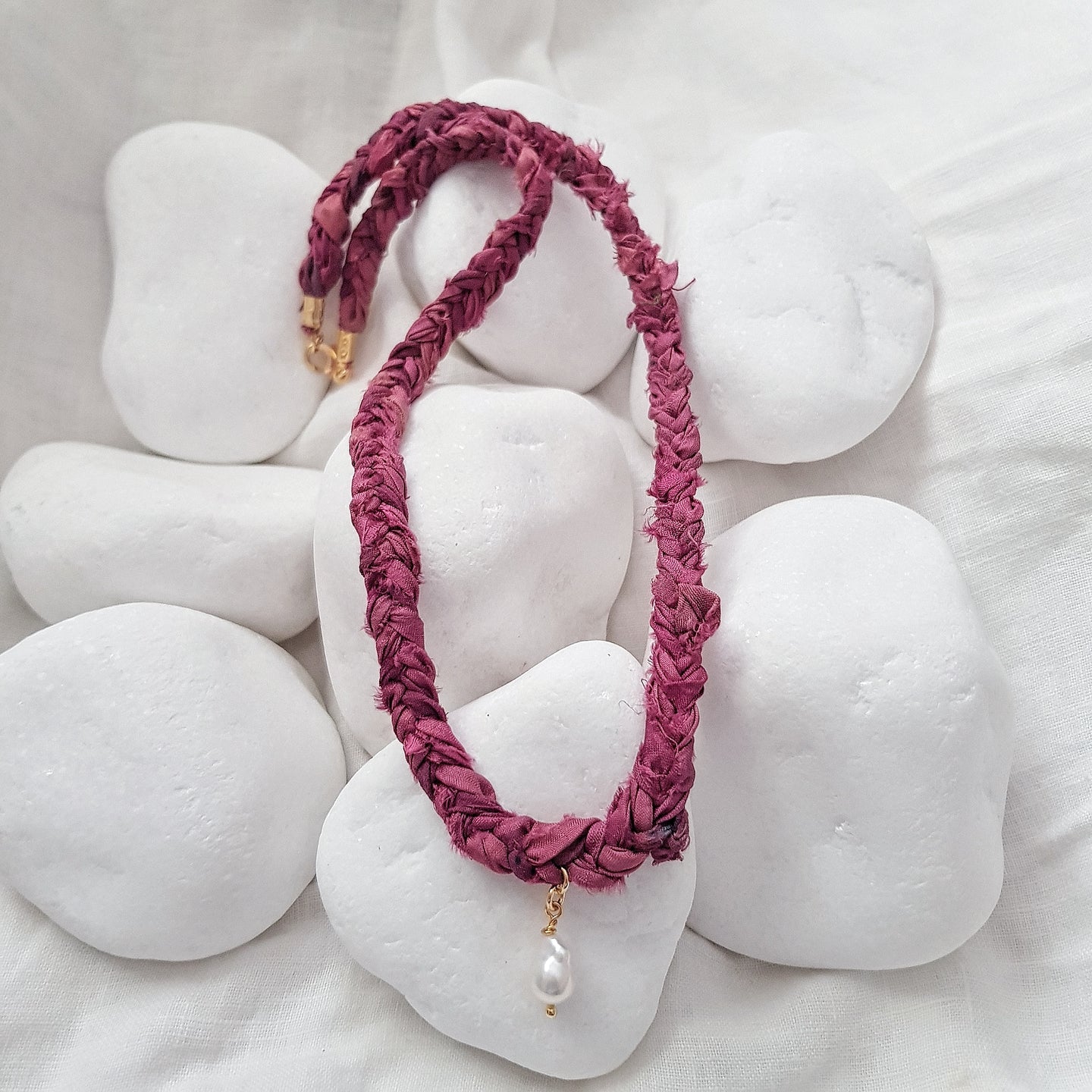 Pink Sari Necklace