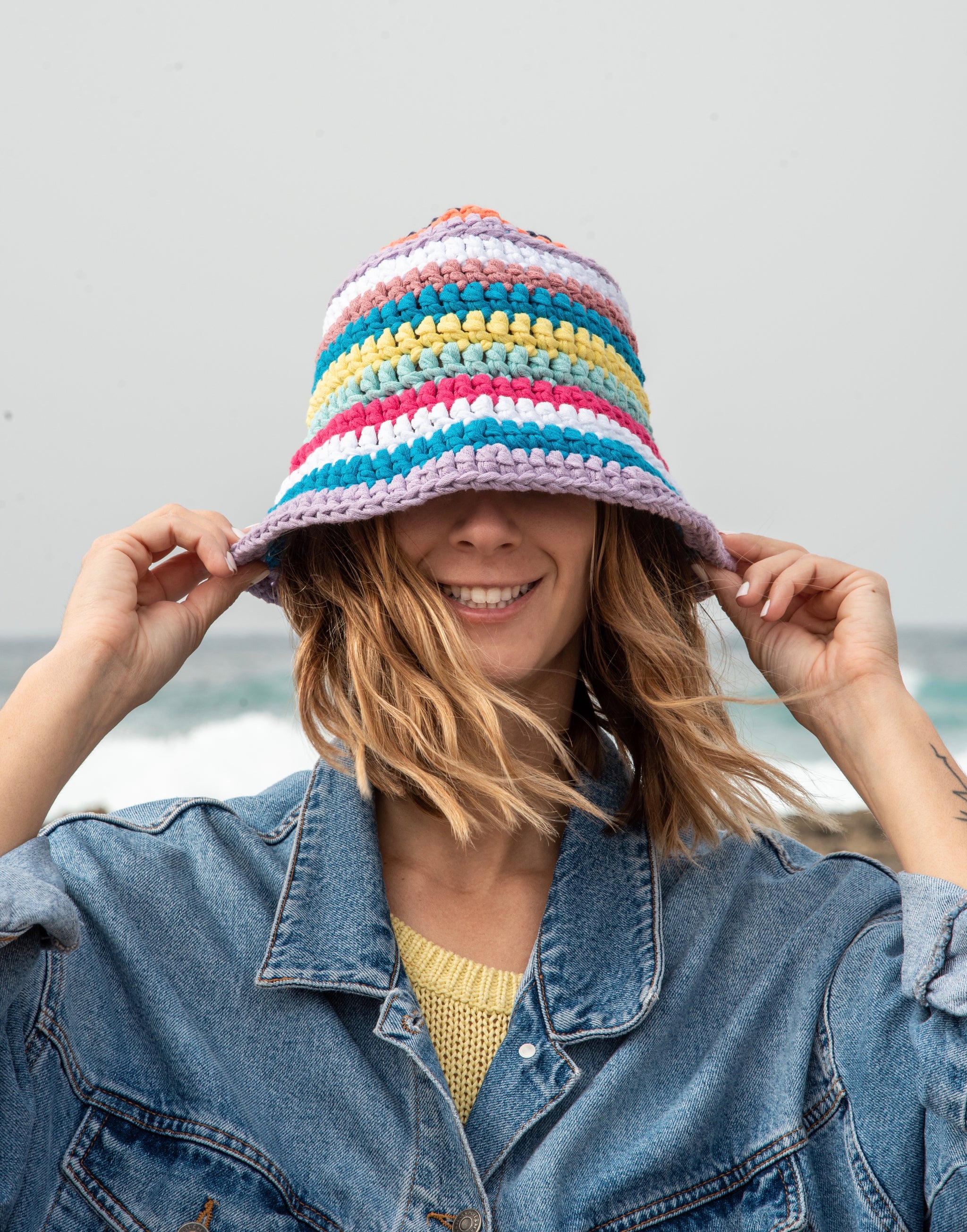 Chunky Crochet Bucket Hats coming in October . restock on the Ludlow chunky crochet  main image 4